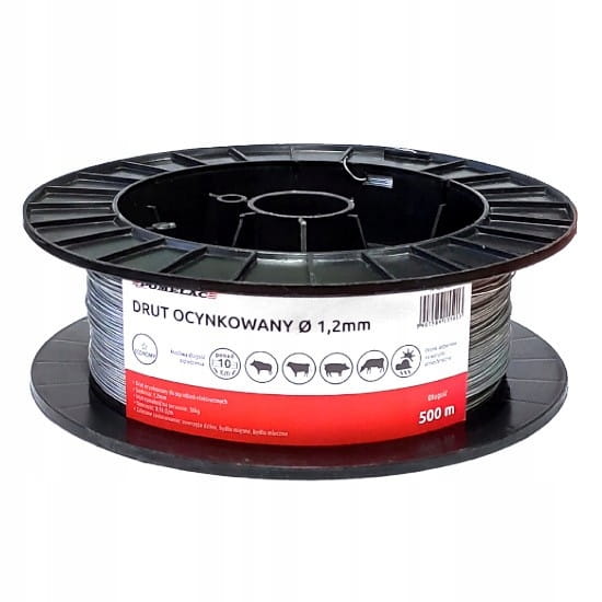 Drut Ogrodzeniowy Ocynk do Ogrodzeń Elektrycznych 500M FI 1.2 - Cavalo